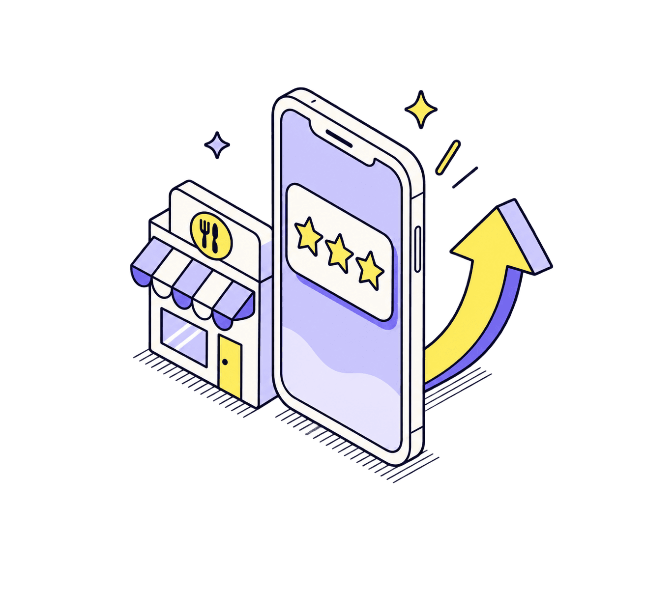 Illustration isométrique d’un commerce gagnant en visibilité en ligne